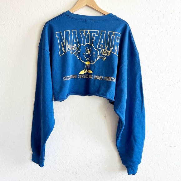 THE MAYFAIR GROUP The New P.E. Cropped Sweatshirt in Blue - Picture 1 of 5